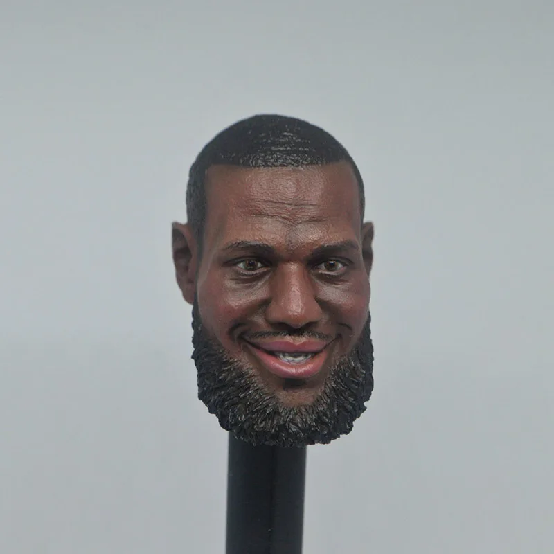 

1/6 Scale Basketball Player Little Emperor Lebron James Bearded Head Sculpt Head Carving Headplay for 12" Action Figure Body Toy