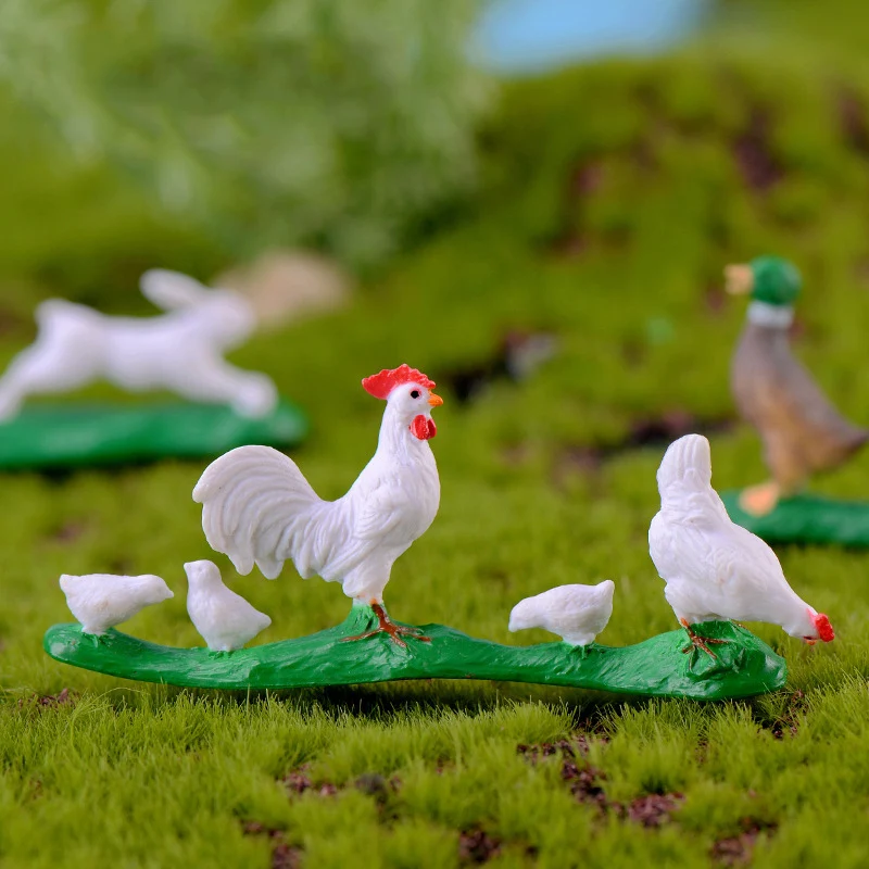 

ZOCDOU 1 Piece Chicken Rabbit Group Duck Groups Small Model Statue Figurine Ornament China Crafts Miniatures Home Decoration