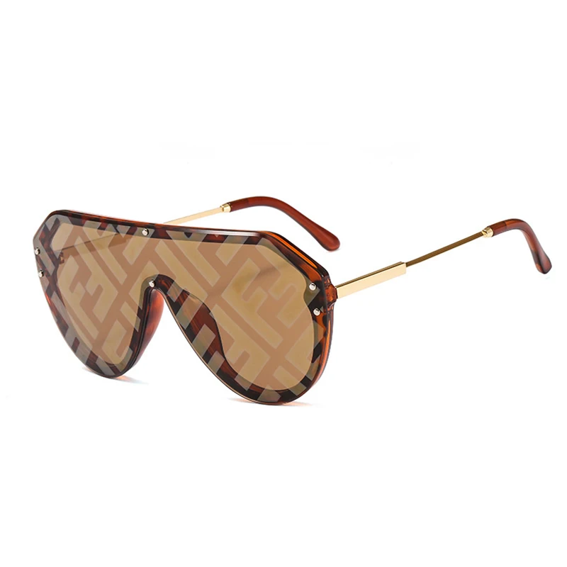 

2019 New F Watermark One-piece Sunglasses PC Copy Film Men Women Sunglasses Girls Personality Colorful Fashion Wild Sun Glasse