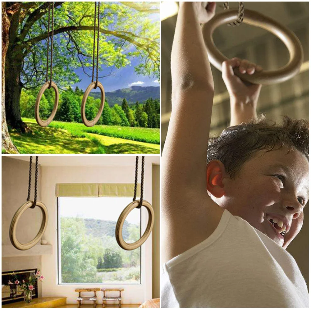 Спорт на открытом воздухе трапеция вращающиеся кольца веревочная лестница деревянный трапеции, кольца для взрослых детей домашний фитнес отдых развлечения