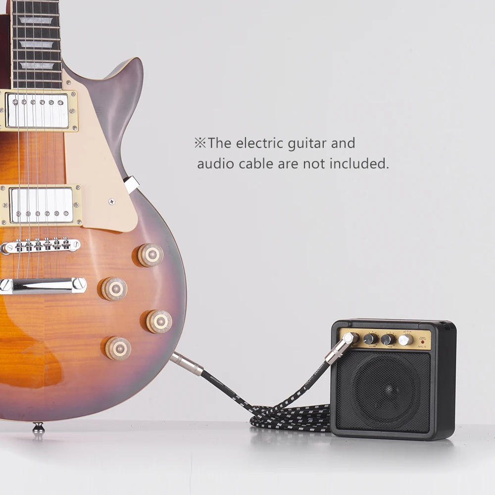 Mini Guitar Amplifier 5W Amp Speaker for Guitar with 6 35mm Input 1 4 Inch Headphone Output Supports Volume Tone Adjustment