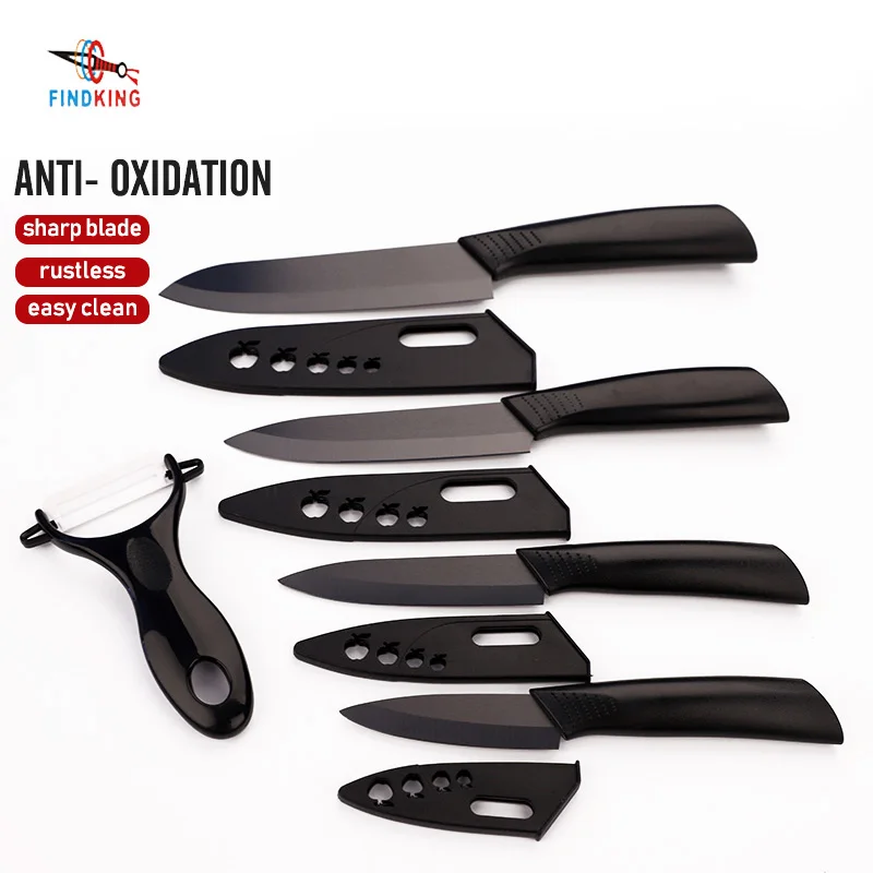 Ceramic Knives Set with Holder+Peeler 3  Paring 4 5 Slicing 6 Chef  Kitchen Knives with Stand Multi-Functional Black Blade - AliExpress