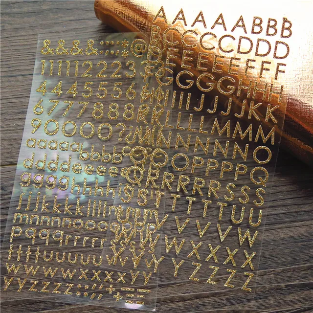 Gold Letters Self adhesive Pvc Sticker for Scrapbooking/ DIY Crafts
