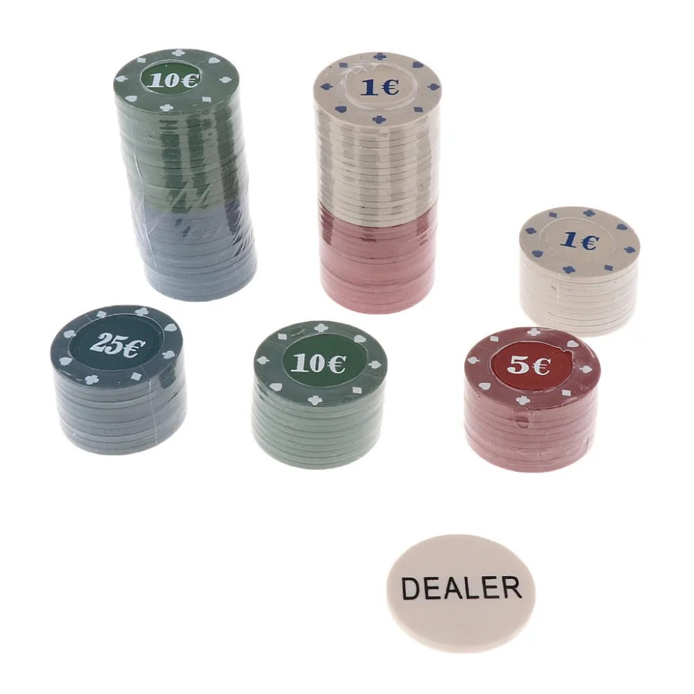 

100 Pieces Playing Card Dual-Toned Poker Chips Texas Hold'em Blackjack Roulette for Casino Tournament 4 Colors