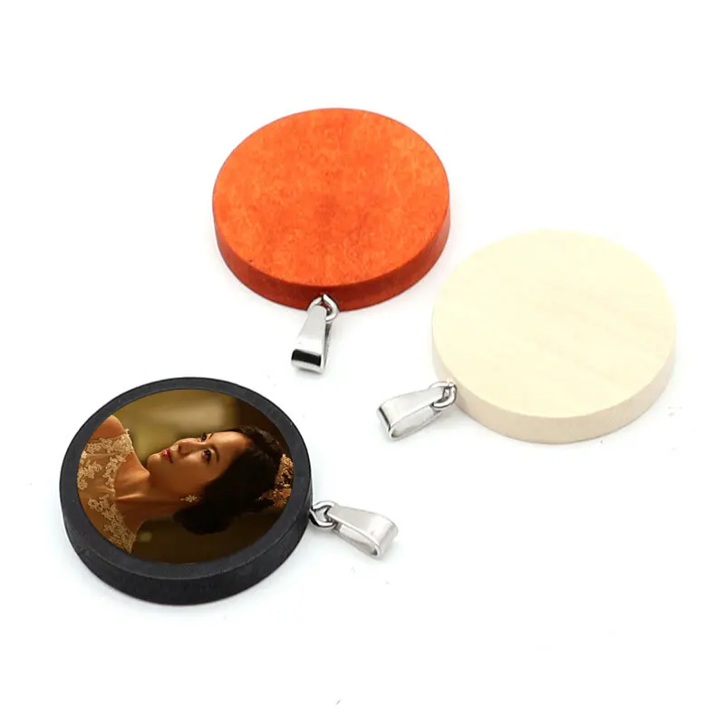 

sublimation blank wooden pendant jewelry hot transfer printing diy consumables 50pieces/lot new style