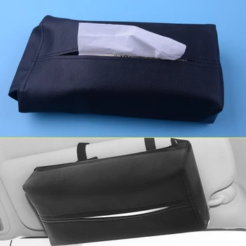 

DWCX Car Interior Portable PU Leather Tissue Box Napkins Paper Holder Container Cover Storage Tool