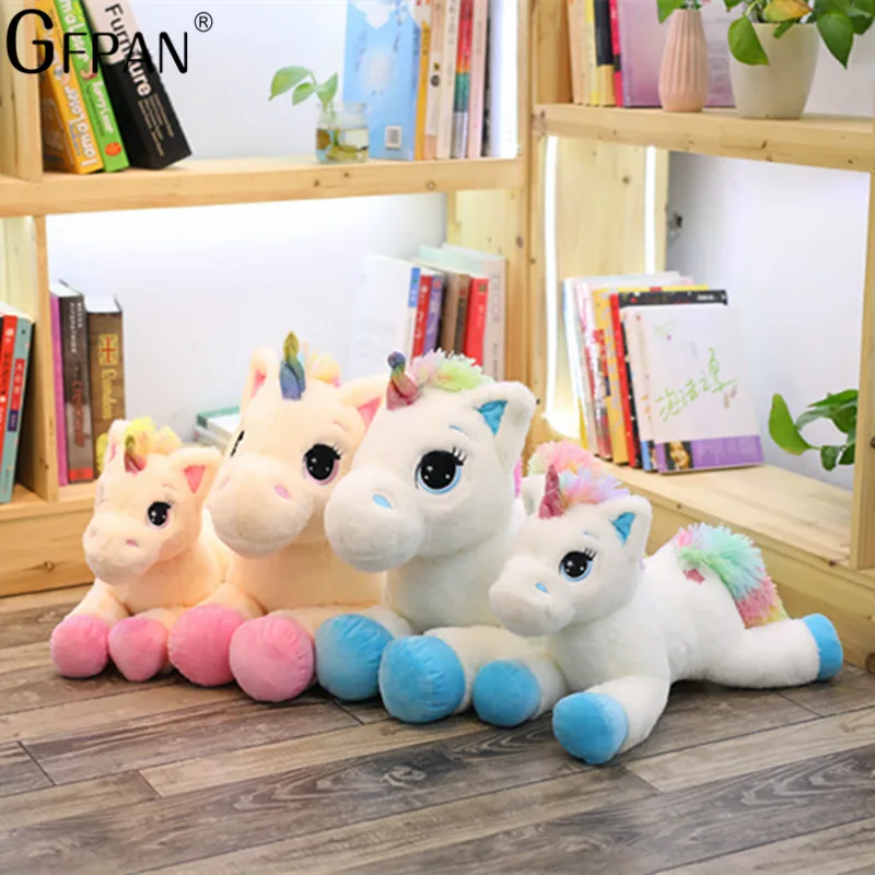Giant 60/80cm Kawaii Unicorn Stuffed Animals Soft Plush Doll Cartoon Unicorn Animal Horse Birthday Gift Toys for children Kids