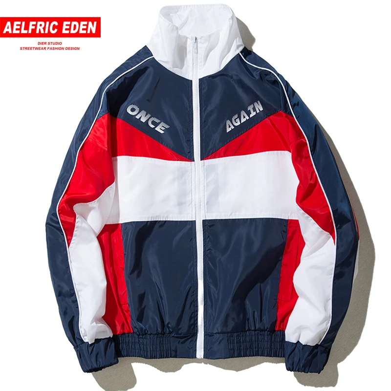 Aelfric Eden Color Block England Style Jackets Male Full Zipper Flight Coats Autumn Letter Print Casual Streetwear Jacket NC12 |
