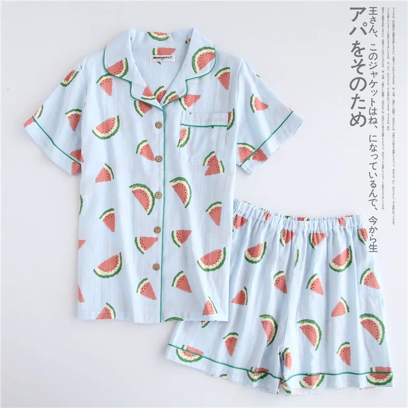 Short Pyjamas Women Cotton Short Sleeves Ladies Pajama Sets Shorts Japanese Simple Cute Cartoon Sleepwear Women Homewear