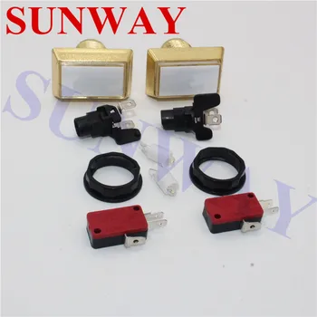 

10PCS Gaminator Gold-plating Rectangle illuminated 12V LED Arcade Push Button with microswitch 5 colors available 34x51mm