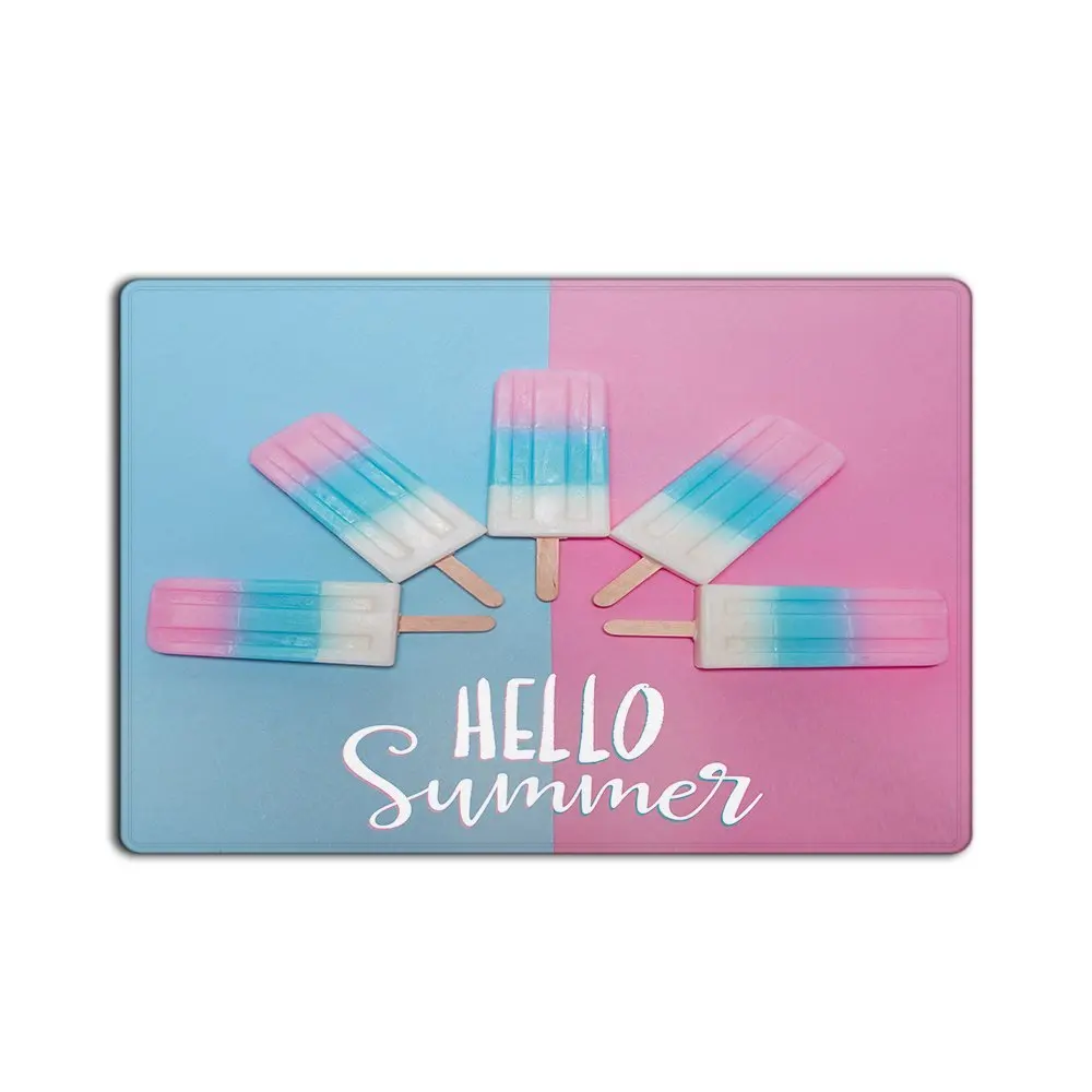 HELLO Summer with Pink Blue Ice Cream Doormat Entrance Mat Indoor