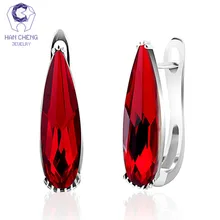 HanCheng Новая мода Роскошный медный посеребренный гвоздь драгоценный камень в форме капли воды камень циркон серьги гвоздики для женщин ювелирные изделия brincos bijoux