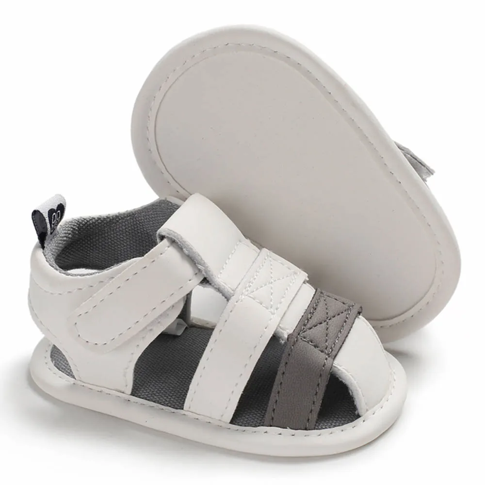 Hot Summer Baby Boys Pu Leather Anti-Slip Breathable Shoes Mixed Color Shoes Toddler Soft Soled Garden Shoes Beach Shoes