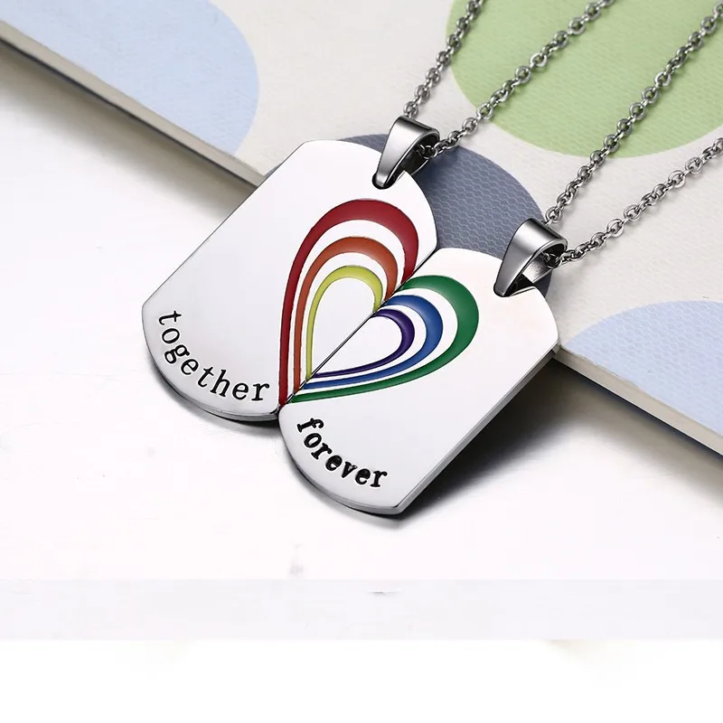 Fashion Lettering Carving Together Forever Pendant Neckalces Titanium Steel Heart Gifts To Lovers Necklace Chain Couple Jewelry | Украшения