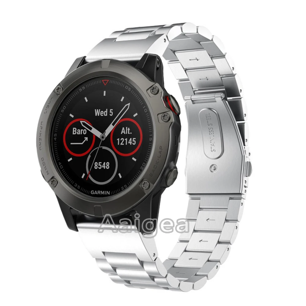 Серебристый Быстроразъемный удобный ремешок для часов Garmin Fenix 3 5X Plus Smart Watch 26 мм металлический сменный ремешок на запястье для fenix 3HR - Цвет ремешка: Серебристый