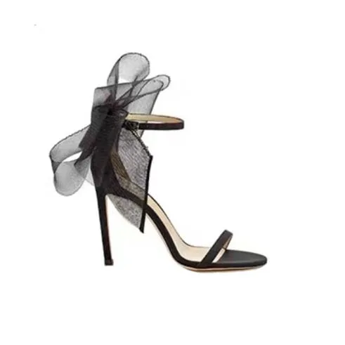 Сплошной Кружевной Галстук-бабочка босоножки с ремешком на застежке на высоком каблуке; цвет белый, элегантный стиль, для невесты, для свадьбы туфли-лодочки с бантом-бабочкой черные кожаные туфли - Цвет: as pic