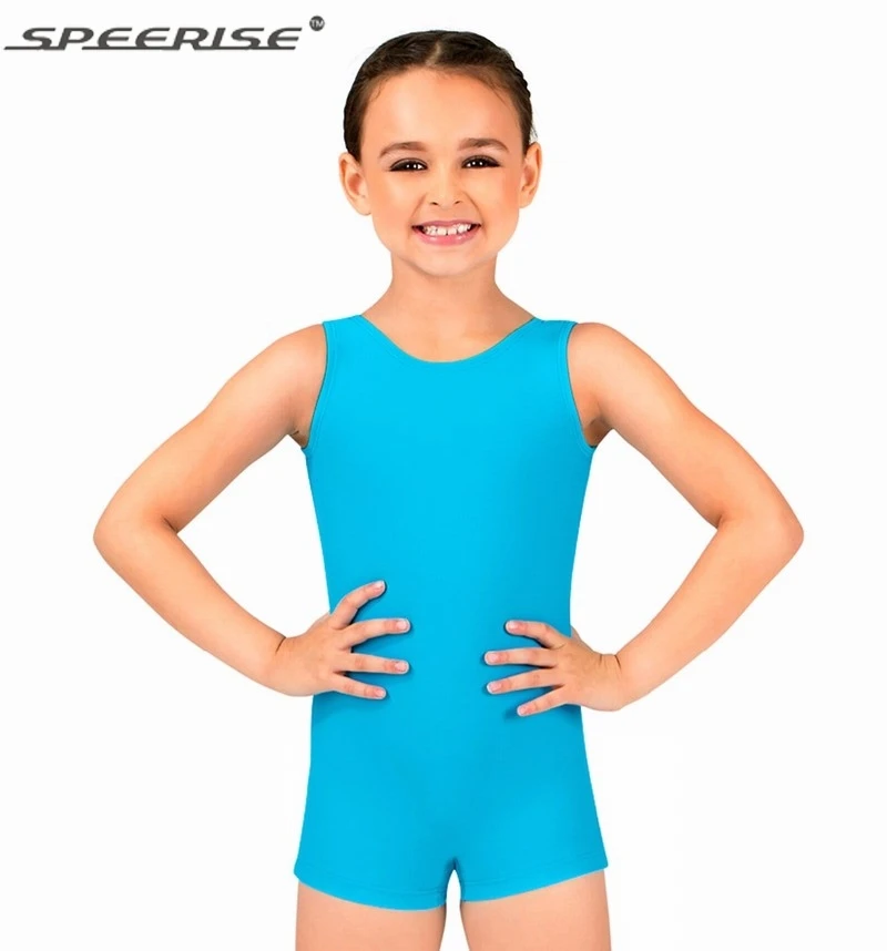 Speerise Child Tank Biketard Green Kids Unitard Costume For Girls