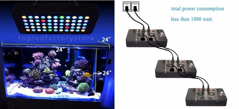 3 шт. Mars Aqua 165 Вт Dimmable светодиодный спектр расти Fish Tank коралловый риф для аквариума свет