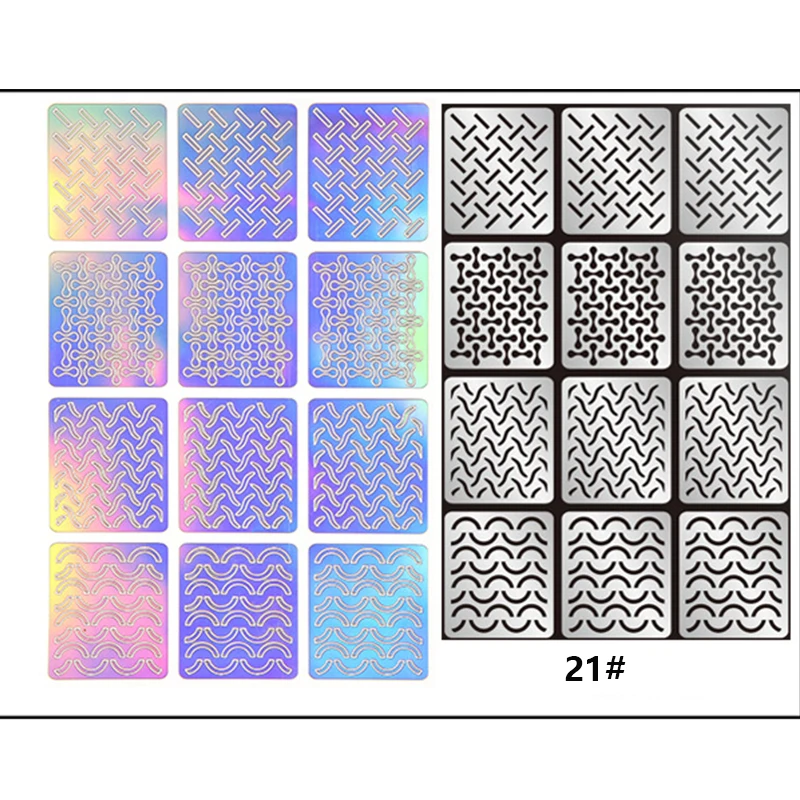 1 лист Новая мода винил для ногтей наклейки-Трафарет DIY маникюр Дизайн ногтей Инструмент 24 узора