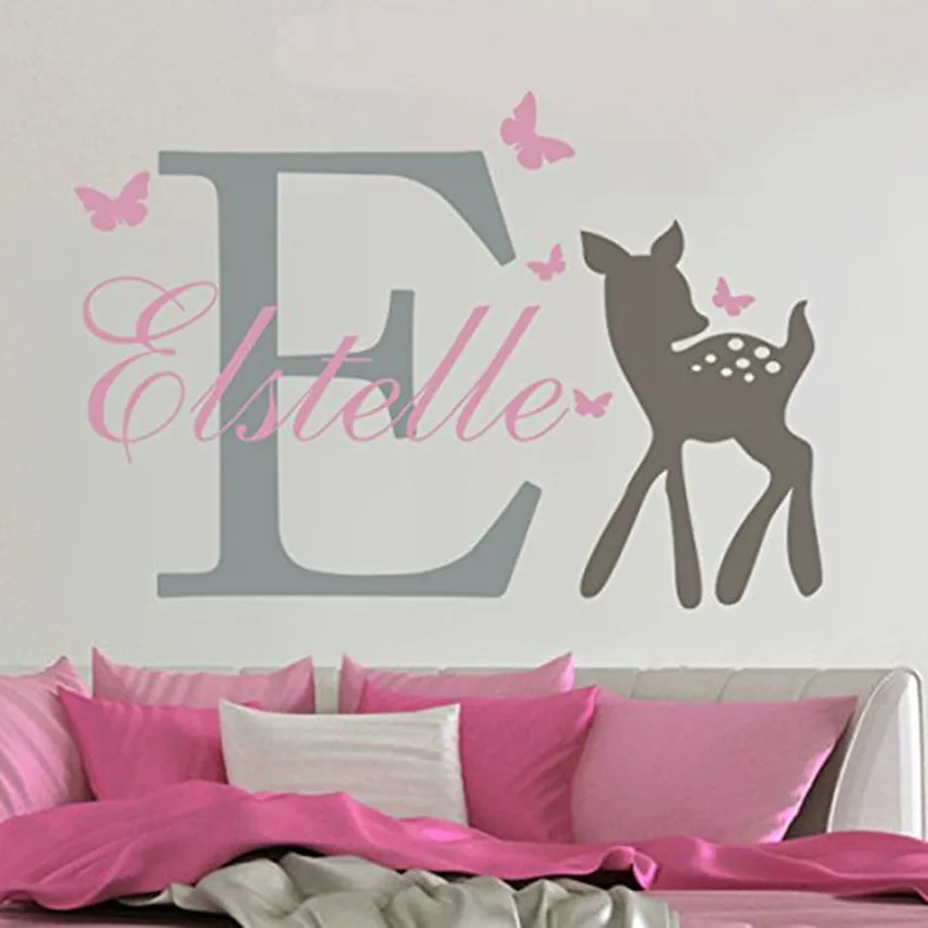 name wall decals with butterflies