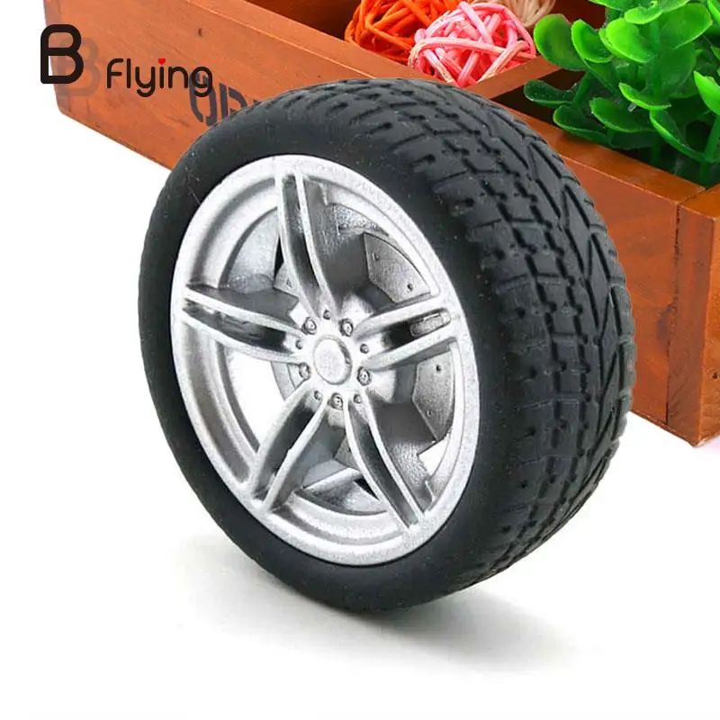 

4Pcs Simulation Tire 3mm Axle Hole Rubber Wheel Hub Toy Model Accessories Black