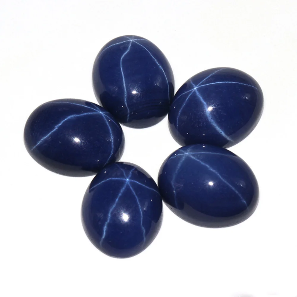 

Dark Blue ZhengYong Jewelry 20pcs/lot Star Corundum Sapphires Oval Cabochon Gems Stone Wholesale