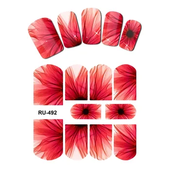 

NAIL ART NAIL WATER STICKER DECAL FULL COVER FLOWER X RAY TRANSPARENT PETALS FLOWER ROSES RED BLUE RU487-492