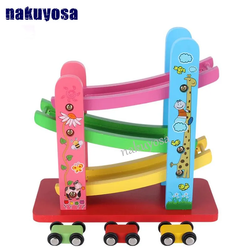 

Wooden Puzzle Children Slide Pulley Inertial Track Slide Toy children's funny learning education model toy