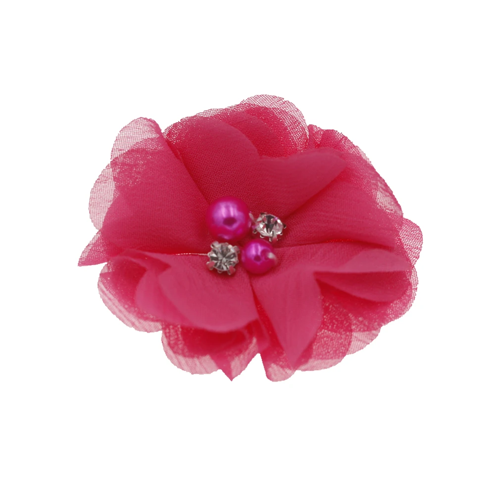 DIY цветы Детский бутик 2," Цветок Алмазные цветы из шифона, изготовленные вручную свадебные аксессуары для волос для девочек без зажимов 20 шт./лот - Цвет: hot pink