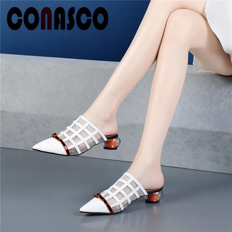 

CONASCO Spring Summer Fashion Pumps Women Strange High Heels Pointed Toe Breathable Mesh Comfortable Elegant Pumps Shoes Woman