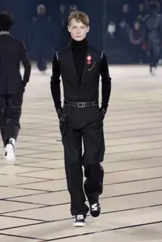 

S-5XL 2018 New Custom made Men clothing fashion personality jumpsuit suit vest straight trousers Plus size Male singer costumes