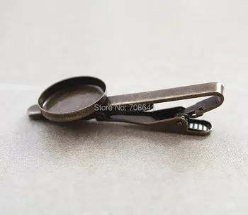

Blank Tie Clips Bar with Round Deep Bezel Cups Cabochon Men's Wedding Tie Clip Settings Cuff & Collar Making Antique Bronze tone