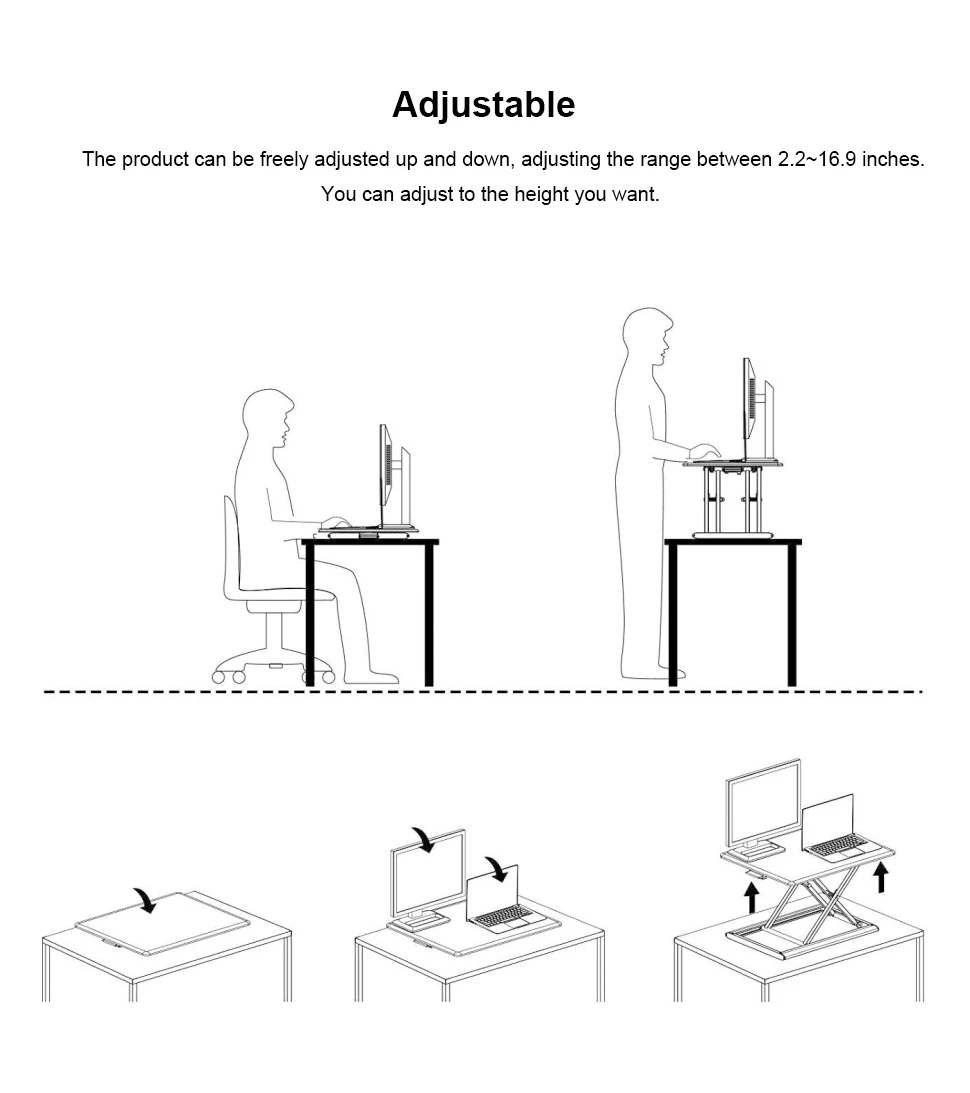 LairCare стол для ноутбука. Регулируемый по высоте и офисный стол. Поддержка всего ноутбука, монитора, интегрированного компьютера