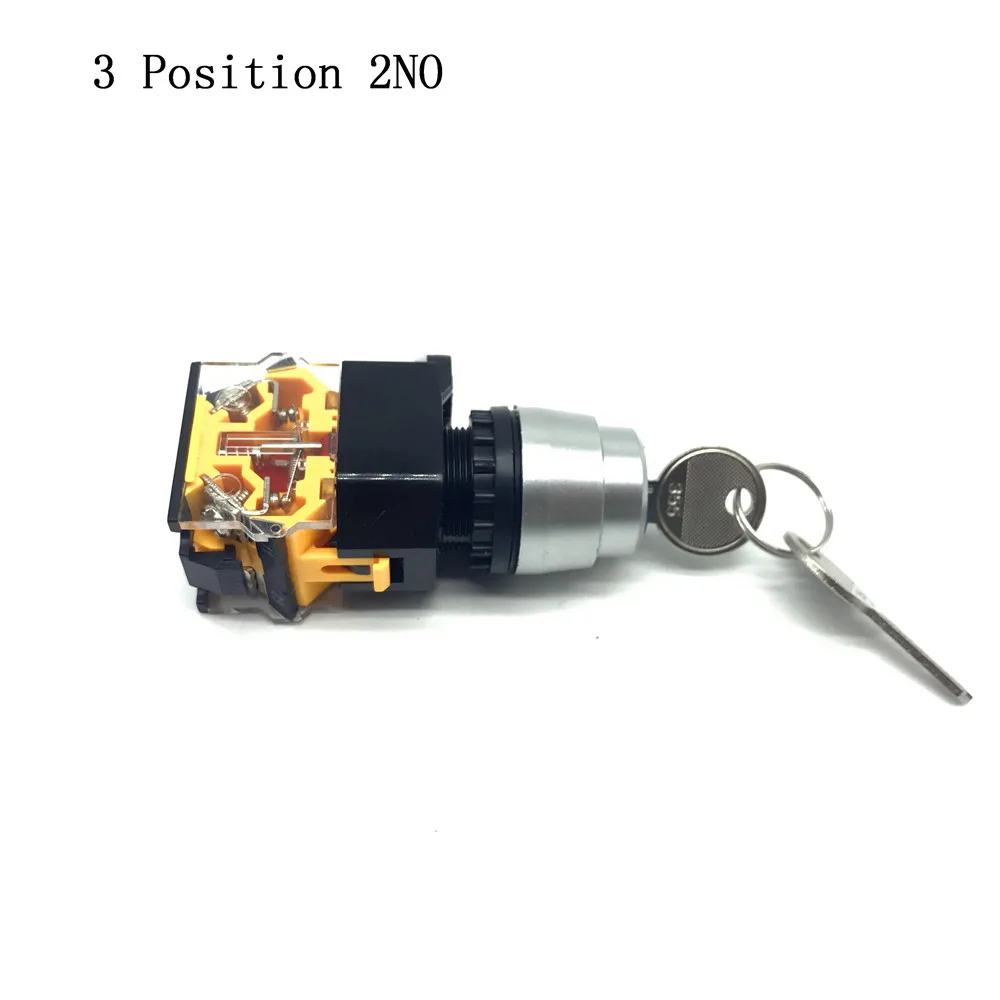 1PCS LA38-11Y2 Key Switch 2 NO Electronic Lock 22mm 3 Position Rotary with Keys | Обустройство дома