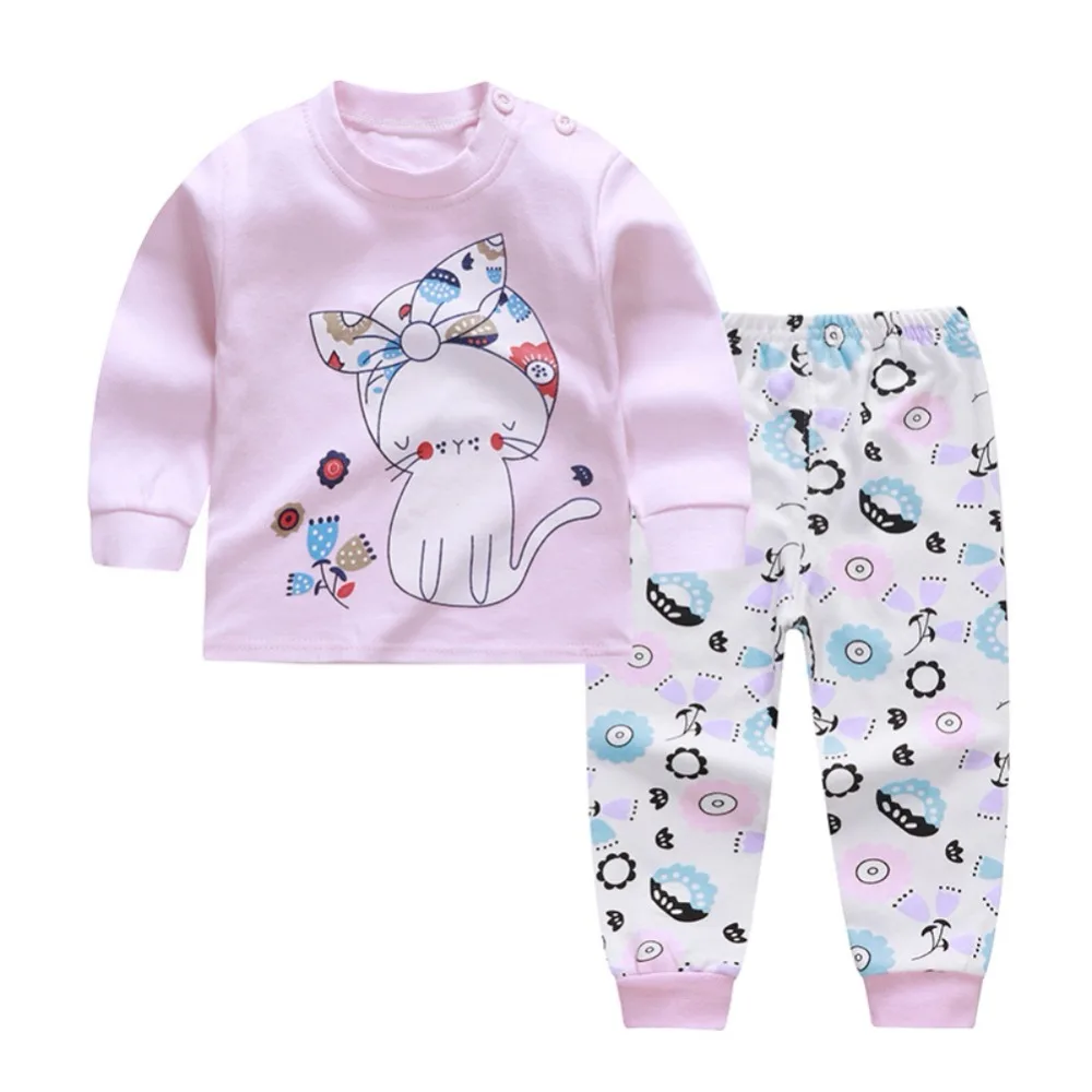 

Baby Clothes Set Cartoon Print Kid Girl Boy Clothing Set Autumn Long Sleeve Cotton T-Shirt Top+Pants 2PCS Outfit