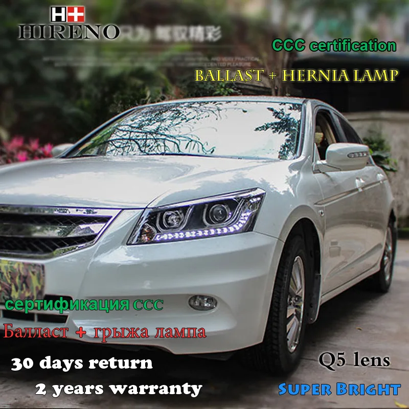 Hireno Headlamp for 2008 2012 Honda Accord Headlight Assembly LED DRL