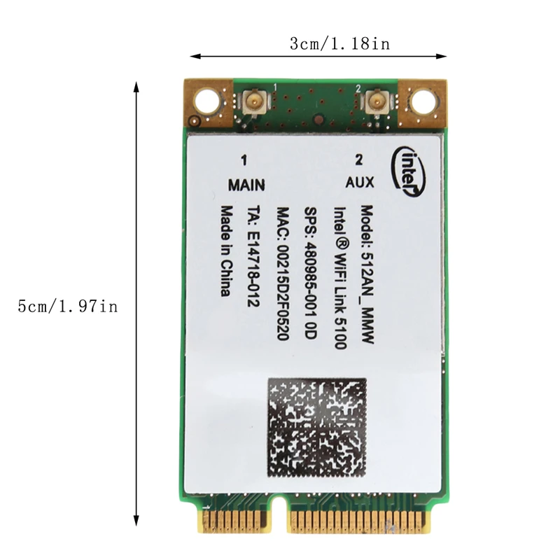 Для канала Intel 5100 WI-FI 512AN_MMW 300 м Mini PCI-E Плата Wireless WLAN Card 2,4/5 ГГц