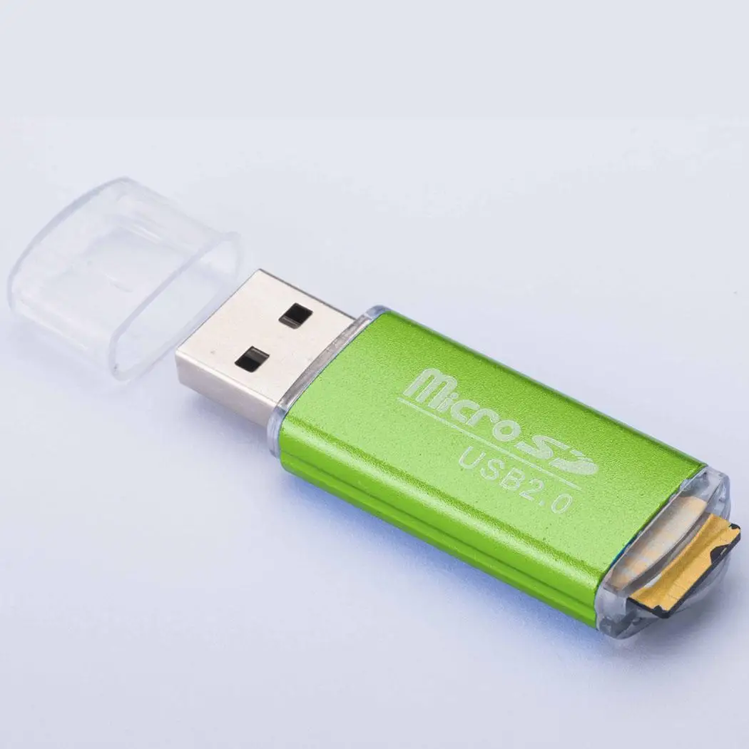 Универсальный высокоскоростной мини USB 2,0 кард-ридер Повседневный Микро Металлический корпус прессформы и моды, портативный SD карты - Цвет: green