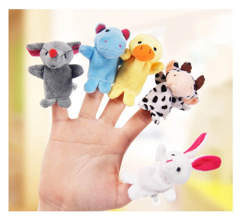 100 pcs/Lot Cartoon Animal Velvet Finger Puppet For Kids Finger Toy