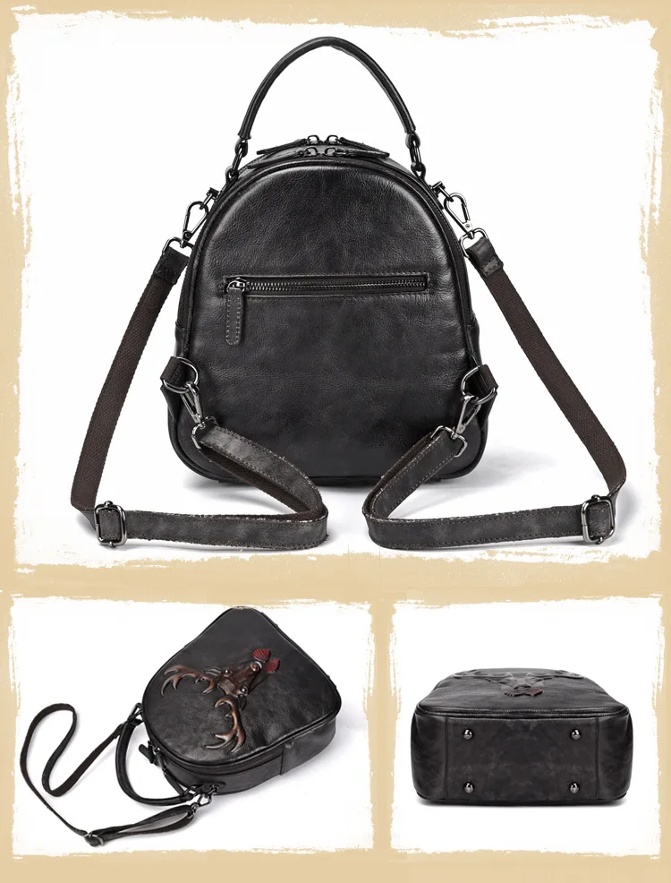 Женский настоящий кожаный рюкзак, рюкзак для девочек, школьная сумка для книг, ретро тренды, мульти-емкость, Натуральная Воловья кожа, женский рюкзак, рюкзак