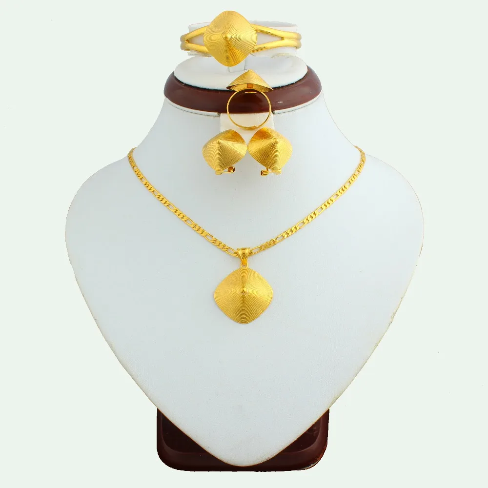 2016 New Ethiopia Hat Jewelry Suit gold color Ethiopia African Women Jewelry Sets
