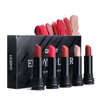 

QIBEST 5PCS/SET Metallic Lipstick Metal Glitter Party Lipsticks Shimmer Shining Waterproof Pigment Lip Makeup Cosmetics #281701