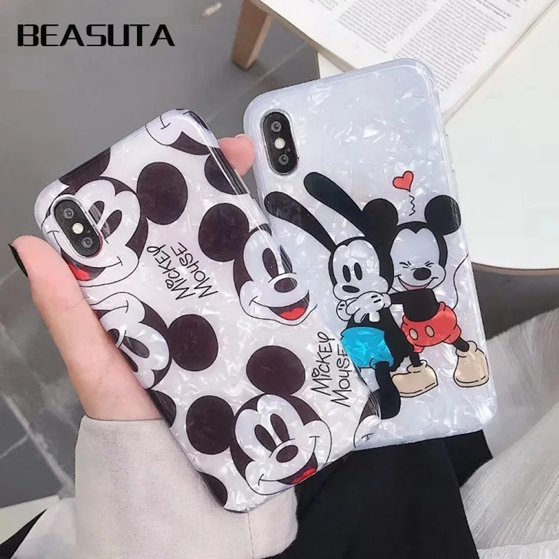 

Minnie Mickey Mouse Donald Daisy Duck soft phone case For iphone 6 6s 7 8 plus X XS XR MAX 7 8 plus Ultra TPU Conch Shell cover