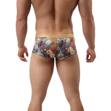 Лидер продаж мужская молоко шелковое белье моды дворец ретро печати Гей боксеры дышащий Боксер Человек сексуальные Золотой Пояс Боксер homme