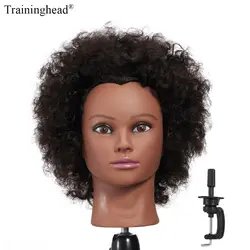 Traininghead 10 ''100% человеческих волос афро манекен волос для париков Красота Салон укладки волос Учебные головы-манекены болванчики манекен