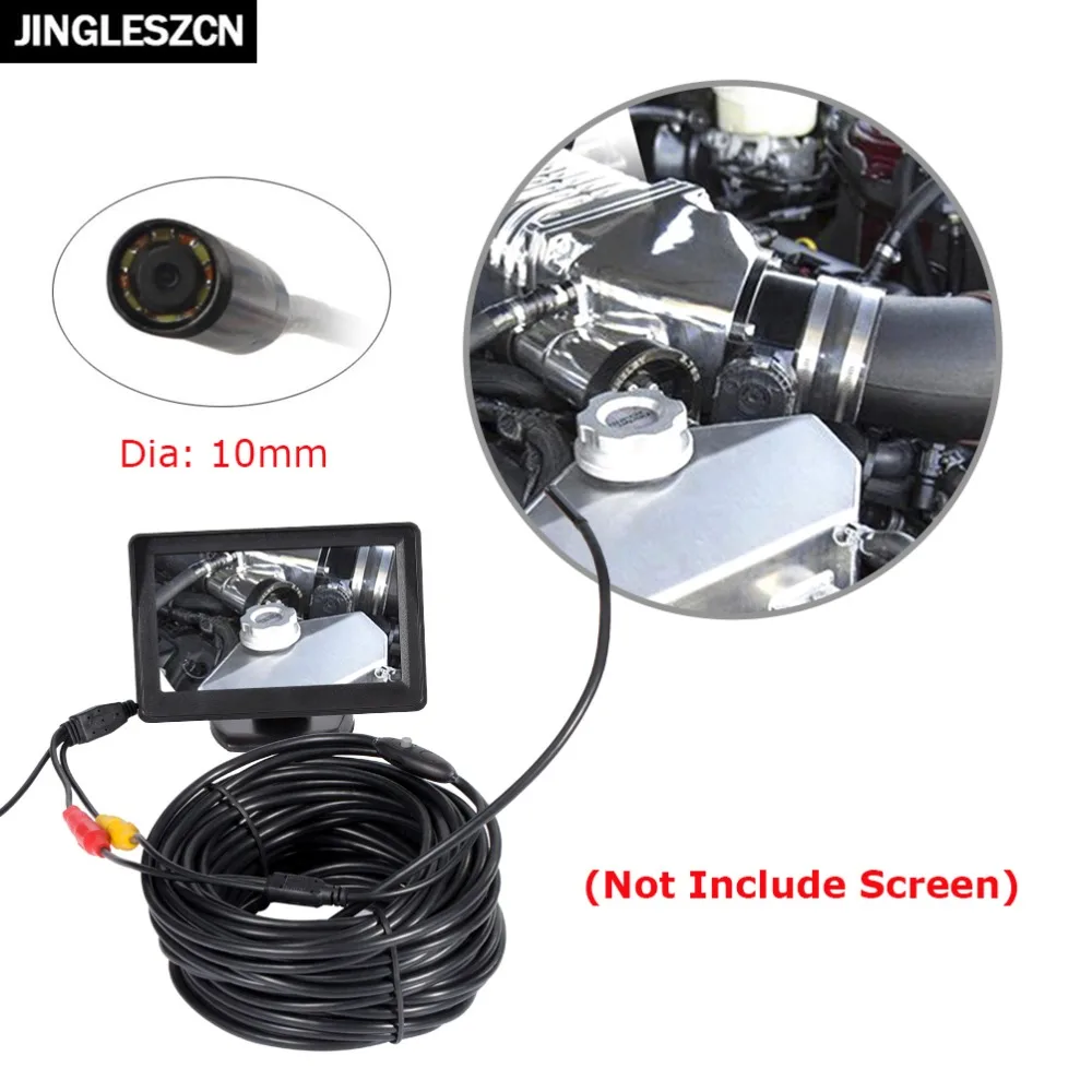 

JINGLESZCN AV Endoscope Mini Camera 12V 10mm Dia 20m Length IP66 Waterproof 6 LED Snake Inspection Borescope Pipe Cam NO Screen