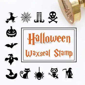 

20 designs Happy Halloween wax Stamp collections,Halloween party invitation seal, Halloween gift, ghost, witch on broom