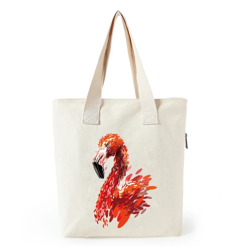 

Original flamingo print canvas tote bag women customized eco bags foldable reusable shopping bag carritos para la compra