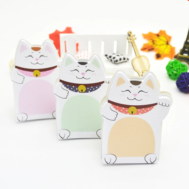 

Cartoon Lucky Cat Memo pad Sticky Notes Cute Standable Self-Adhesive Memo Notepad Notebook Post school supplies escolar