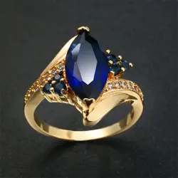 Золотой эллиптический семя модный кубический цирконий Rine CZ темно-синий оливковый Кристалл Вечерние кольца женский подарок кольцо